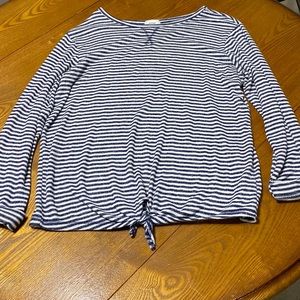Blue & white striped long sleeve shirt